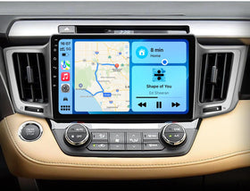 Jufodrca RAV4 car radio front view showing a dashboard upgrade for enhanced infotainment