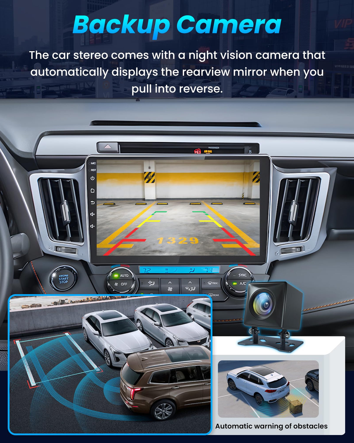 Jufodrca Rav4 1080p rear view camera with night vision