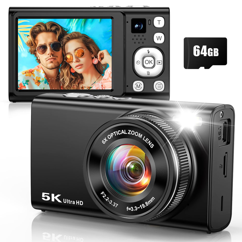 Jukanur 5K camera front view capturing crisp 5K video and 96MP images