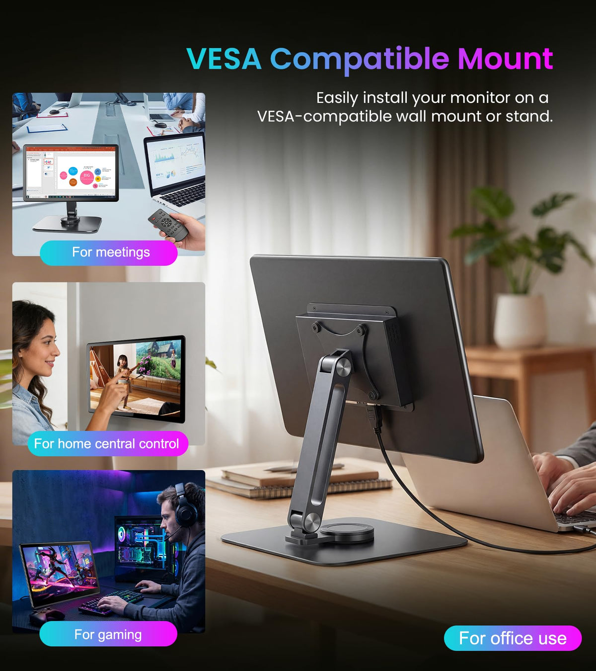 JUNEBOX 15.6-inch touchscreen monitor built-in dual speakers delivers clear audio for POS and presentations.