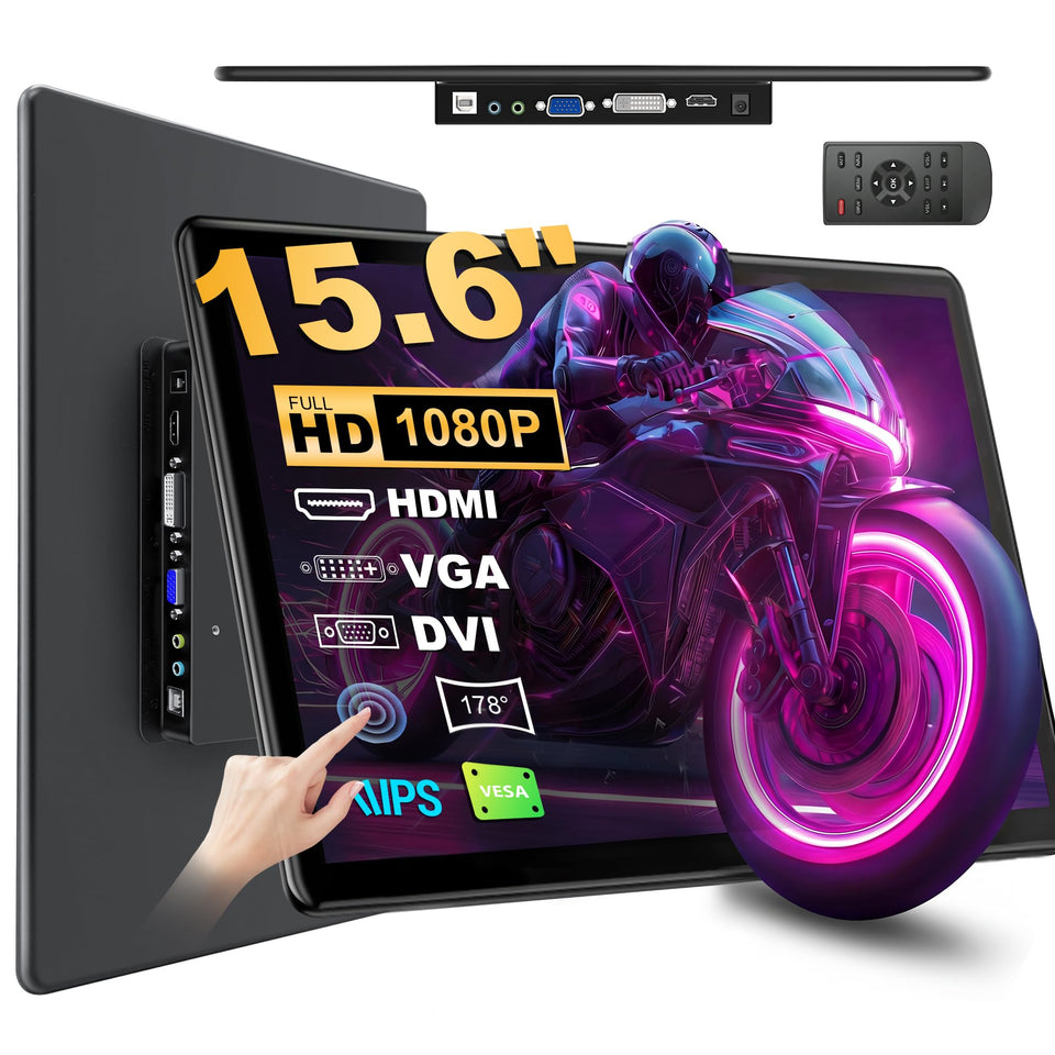 JUNEBOX 15.6-inch touchscreen monitor front view shows vivid IPS colors for precise control.