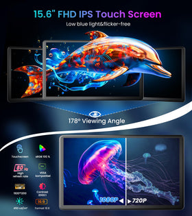 JUNEBOX 15.6-inch touchscreen monitor side ports enable seamless connections to legacy and modern devices.