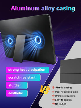 JUNEBOX connected to a laptop with one USB-C cable for tidy power and video