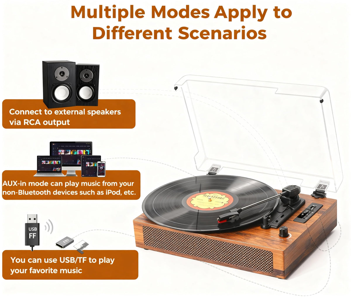 JUNGLE MONSTER aux and RCA connections for flexible system integration