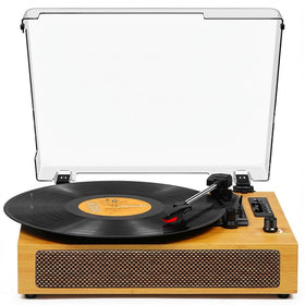 JUNGLE MONSTER front closed yellow turntable showing compact retro design and easy setup