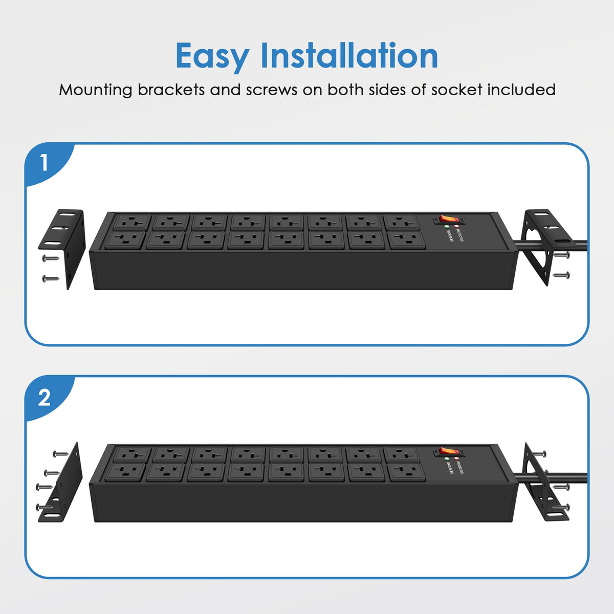 JUNNUJ 4800J surge protection helps shield equipment from spikes.