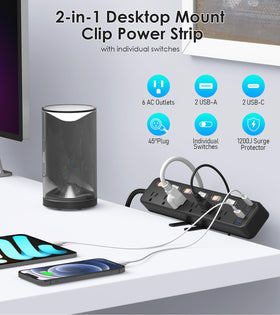 JUNNUJ 6 ft flat plug cord supports a tidy desk setup