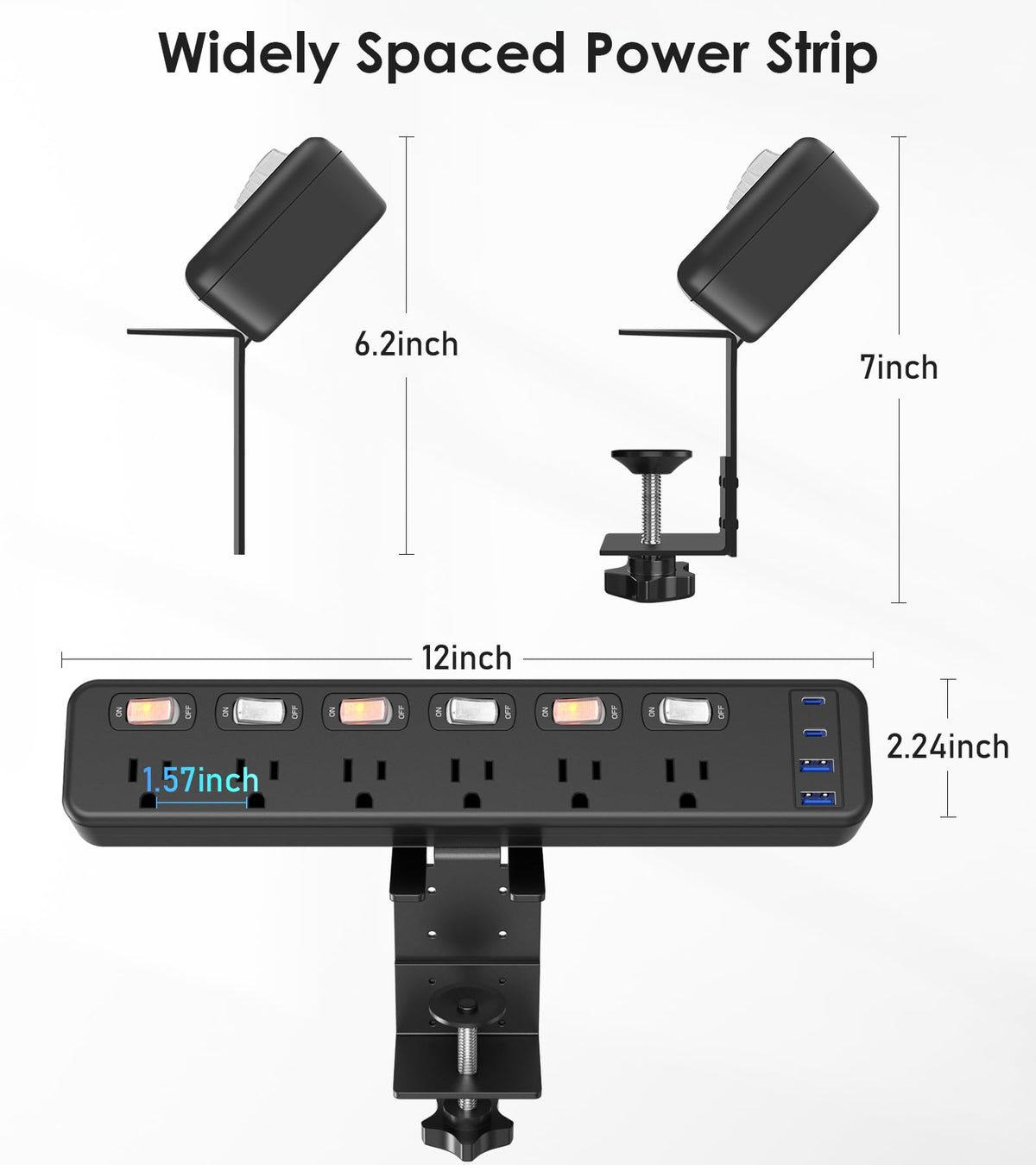 JUNNUJ desk-mount arrangement securely attaches to a desk edge