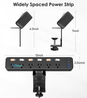 JUNNUJ desk-mount arrangement securely attaches to a desk edge