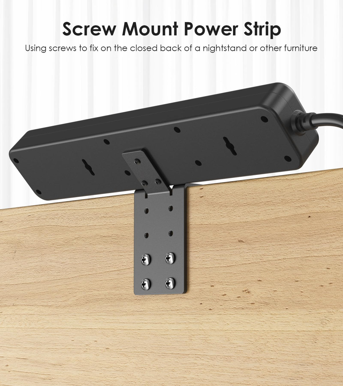 JUNNUJ power strip features independent switches for quick device power control