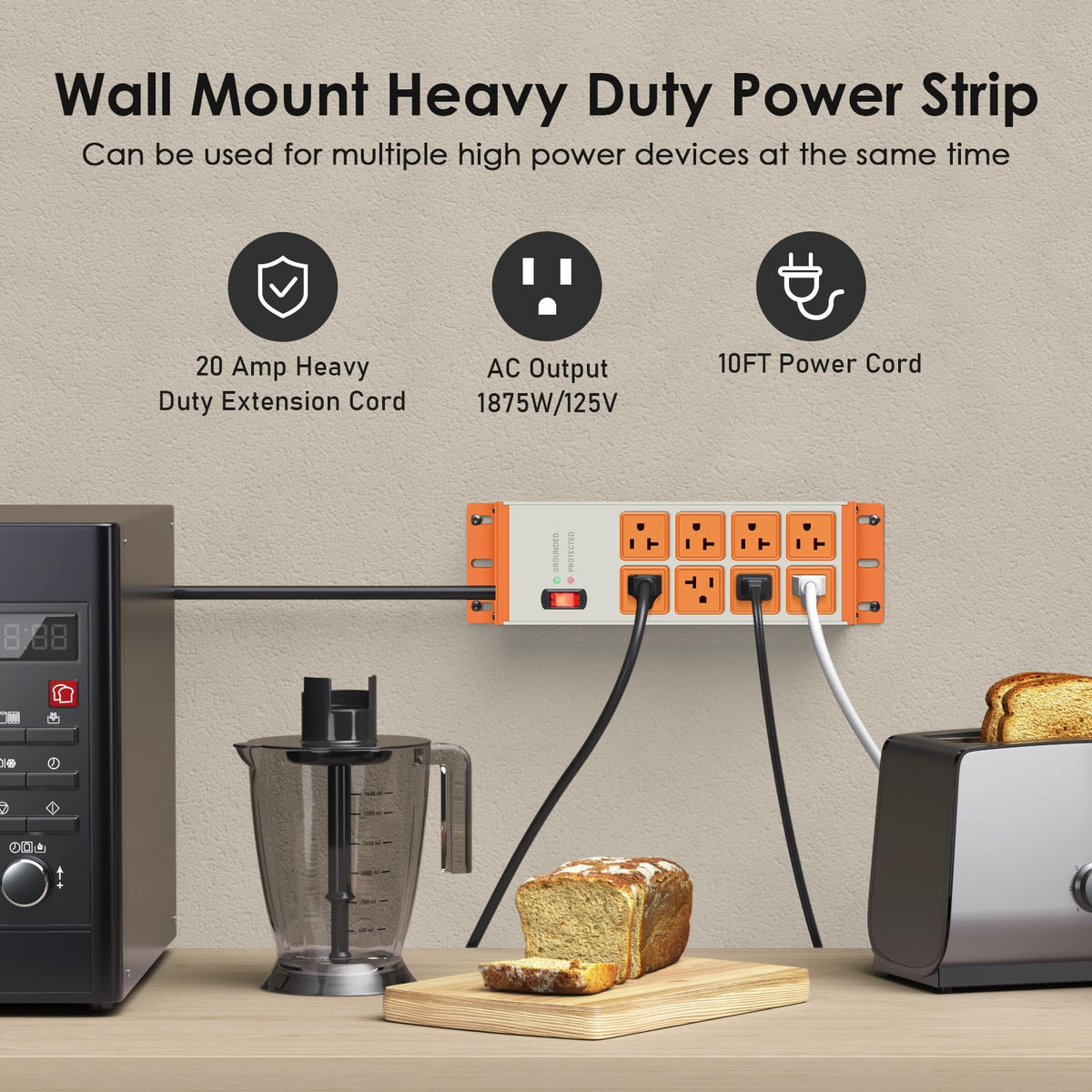 JUNNUJ close-up of resettable 20A circuit breaker and power switch protecting equipment