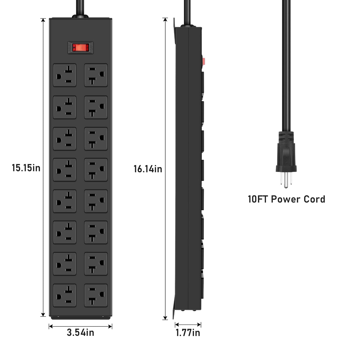 JUNNUJ close-up showing wide outlet spacing that fits large adapters without blocking