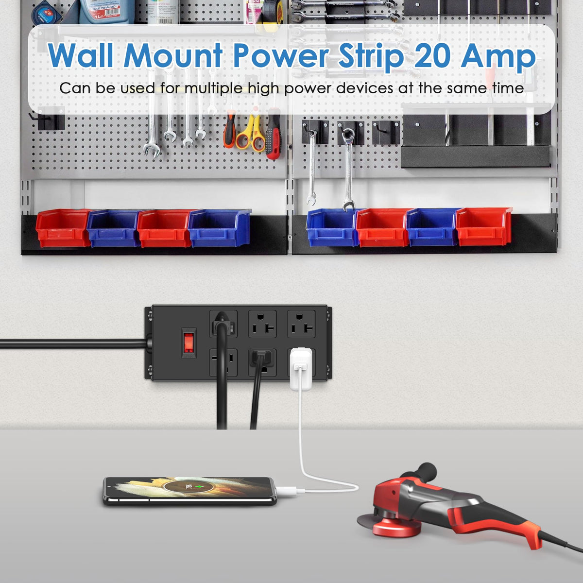 JUNNUJ 12AWG cord and high-amp plug detail for safer heavy-load use