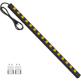 JUNNUJ front view of metal 16-outlet strip showing durable housing and high visibility