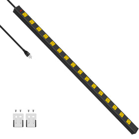 JUNNUJ front view of 16-outlet metal power strip showing wide spacing and visibility benefit