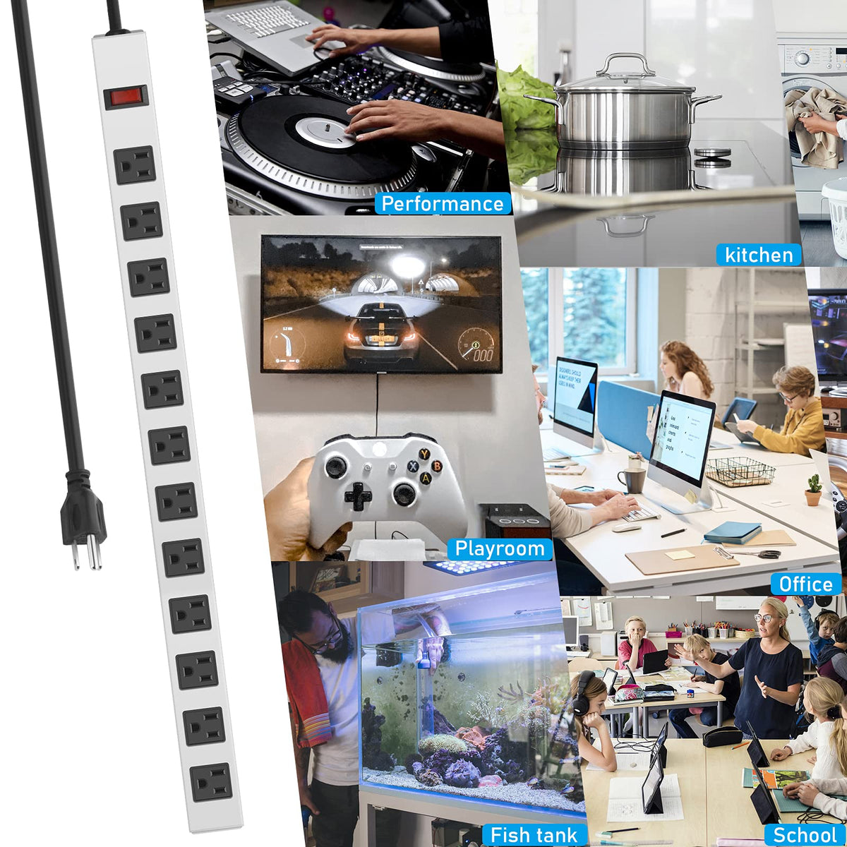 JUNNUJ in a gaming desk scene organizing cables and powering multiple devices