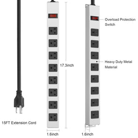 JUNNUJ coiled 15ft 14AWG power cord extended to show reach and flexible positioning