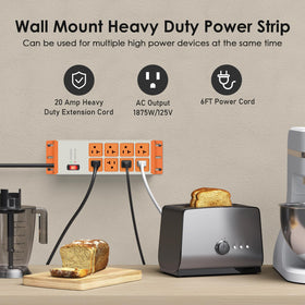 JUNNUJ power strip mounted on workbench with screws benefit: secure installation