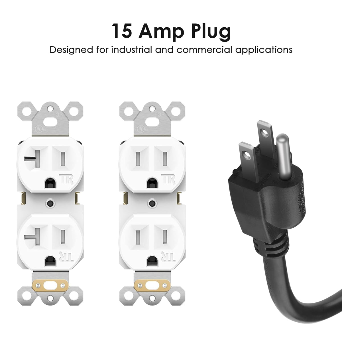 JUNNUJ outlet spacing illustrating room for large adapters and power layout.