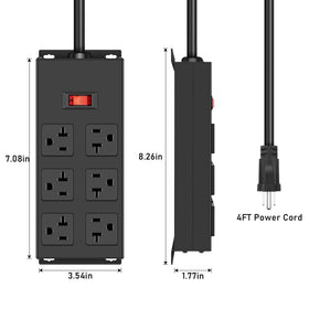 JUNNUJ close-up of outlet spacing demonstrating room for bulky plugs and adapters