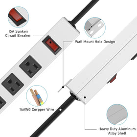 JUNNUJ 3ft 14AWG power cord and grounded plug for high-current reliability