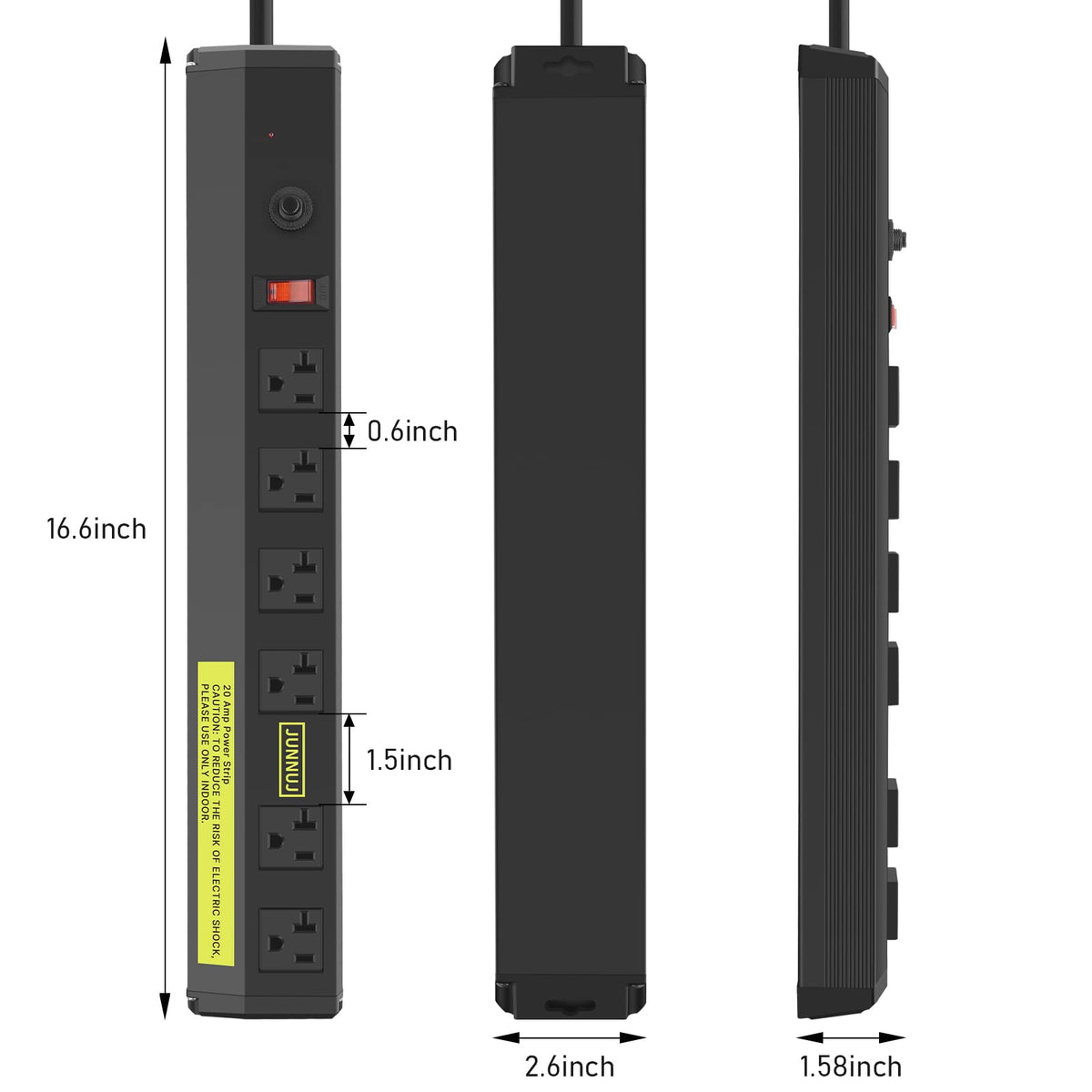 JUNNUJ wall-mount holes enable horizontal or vertical installation
