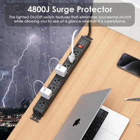 JUNNUJ wall-mount power strip keeps cords organized on workbenches
