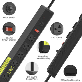 JUNNUJ wide-spaced outlets close-up showing room for large plugs