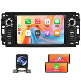 Junsun 4Core dashboard display for Dodge/Jeep improves navigation and media access.