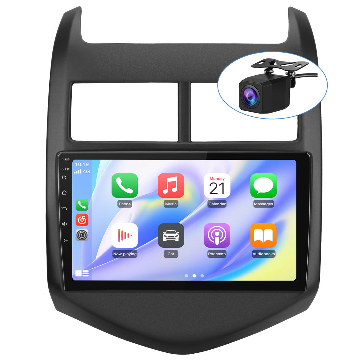 Junsun 5G WiFi car radio front panel enhances Aveo Sonic dashboard integration.