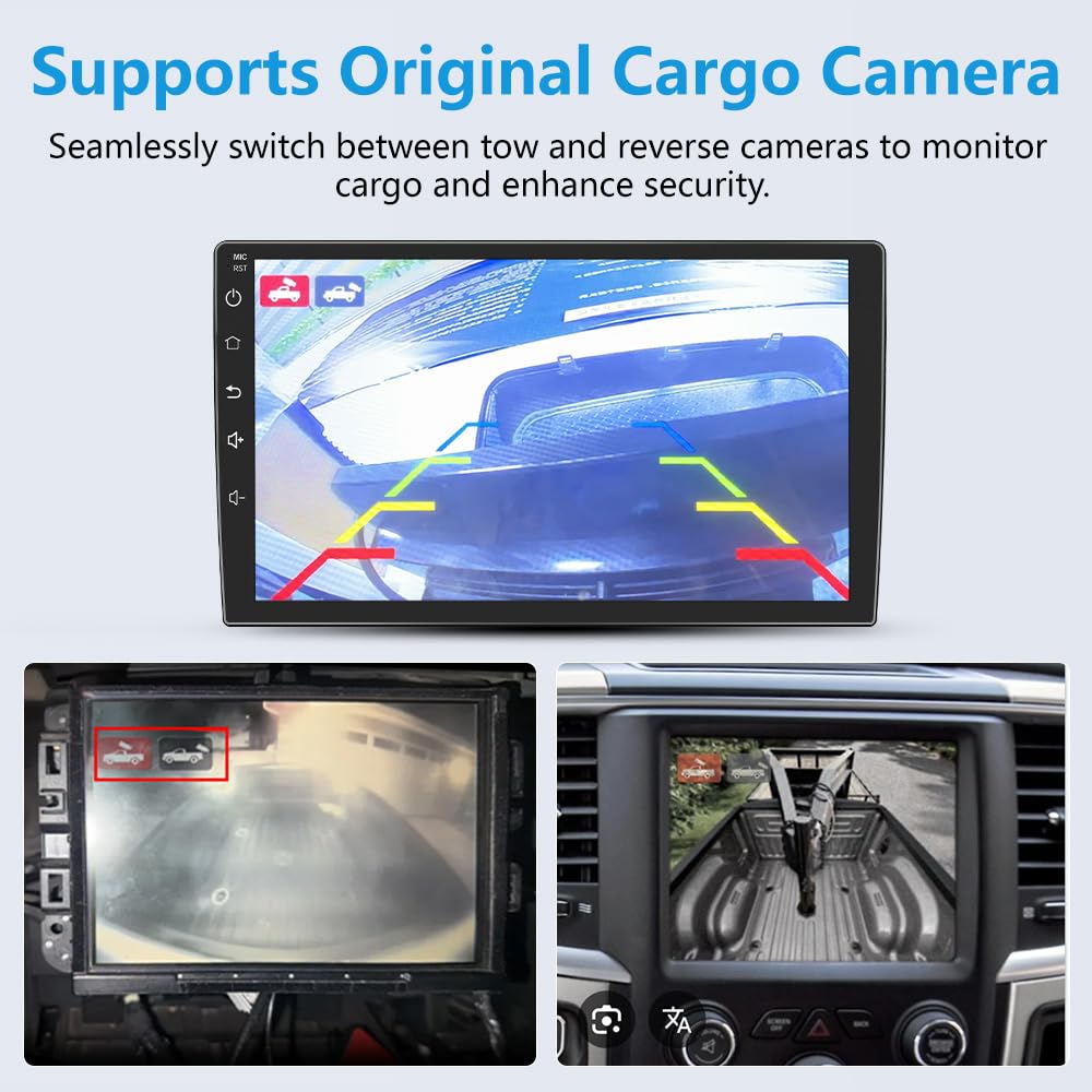 Junsun Android Auto in Dodge Ram, USB or Bluetooth app access.