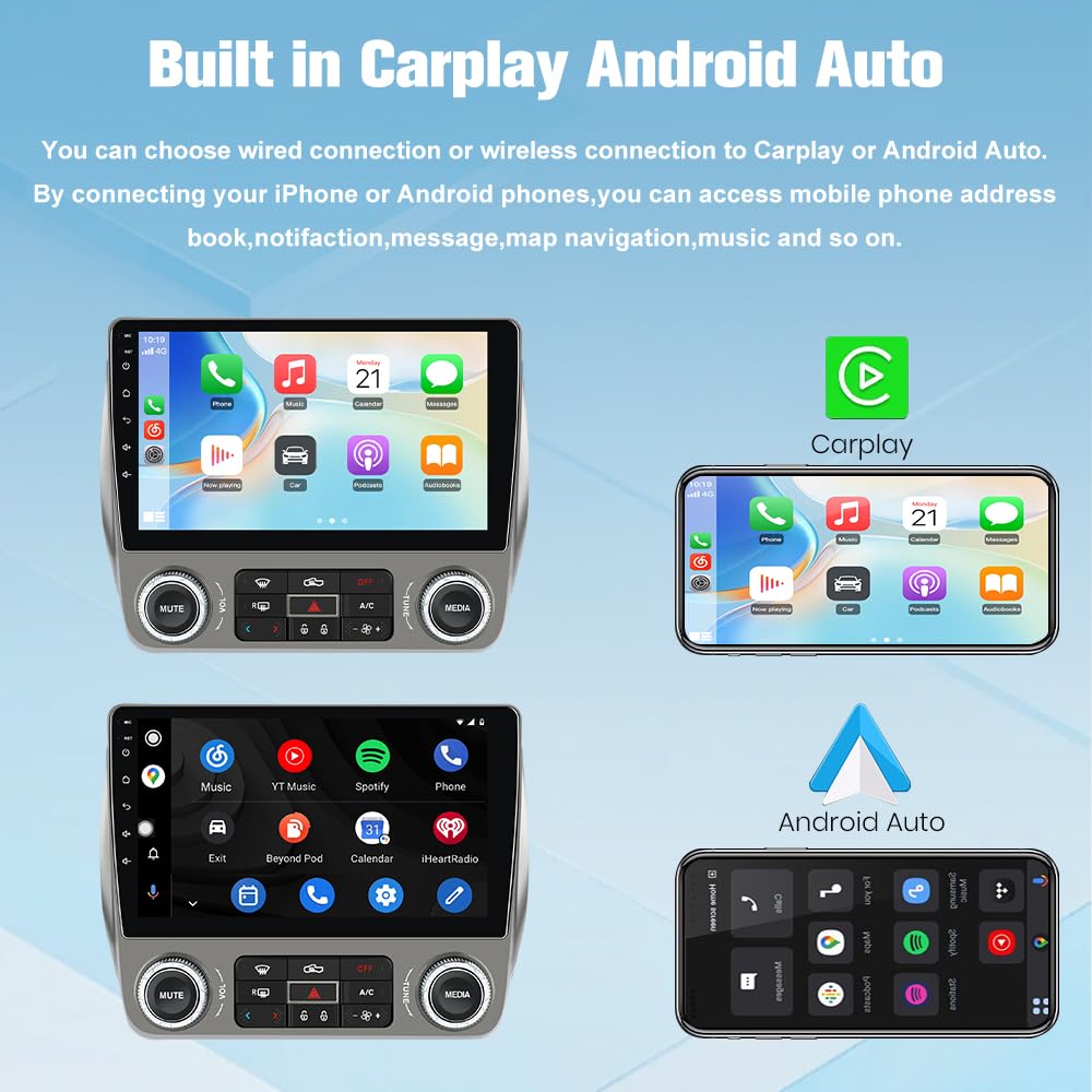 Junsun Camaro wireless CarPlay and Android Auto with screen mirroring for on-the-go viewing.