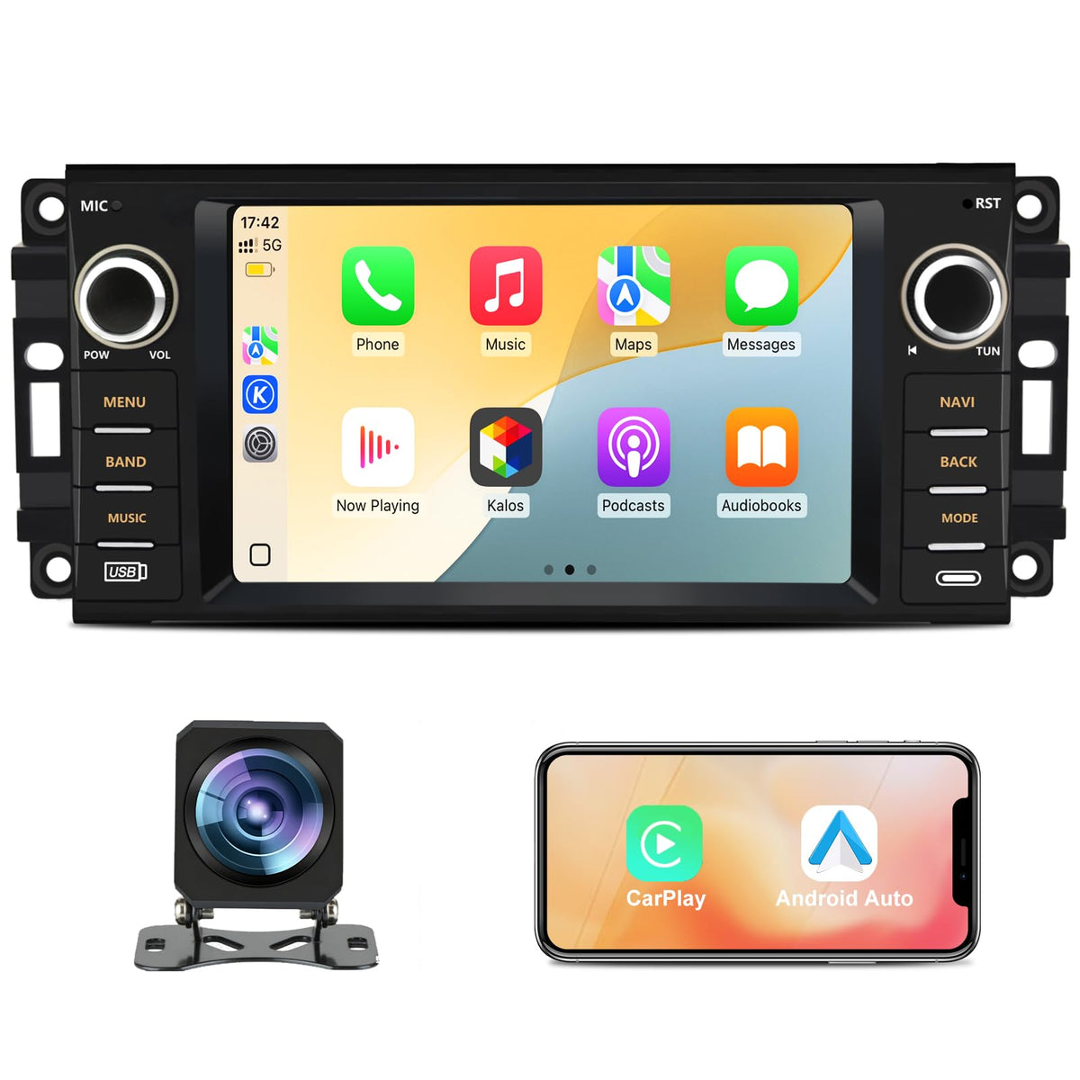 Junsun front panel dash showing 7-inch touchscreen and physical buttons, modernizes cabin