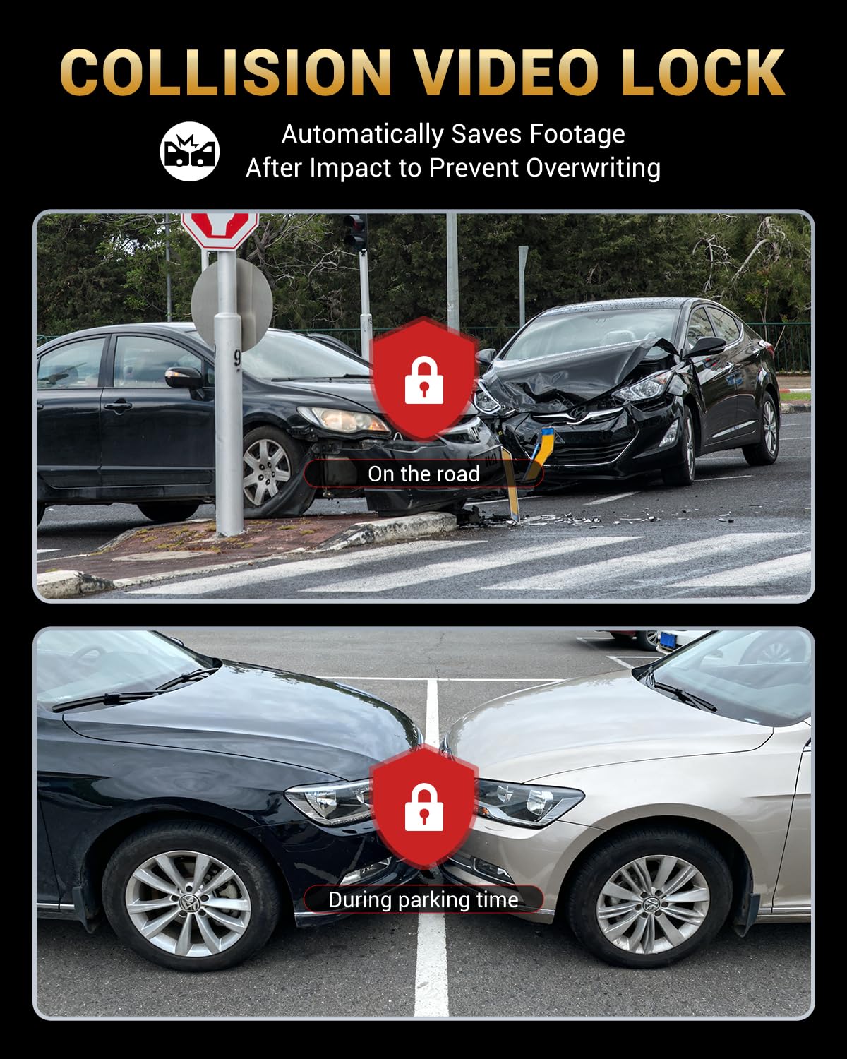 Juscar 24h parking mode with IPS screen for easy setup.