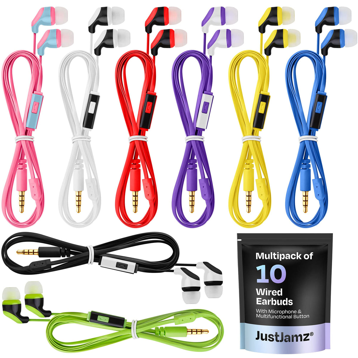 JustJamz bulk earbuds for classrooms with 3.5mm plug enable group listening