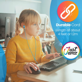 JustJamz bulk earphones designed for school use and daily wear.