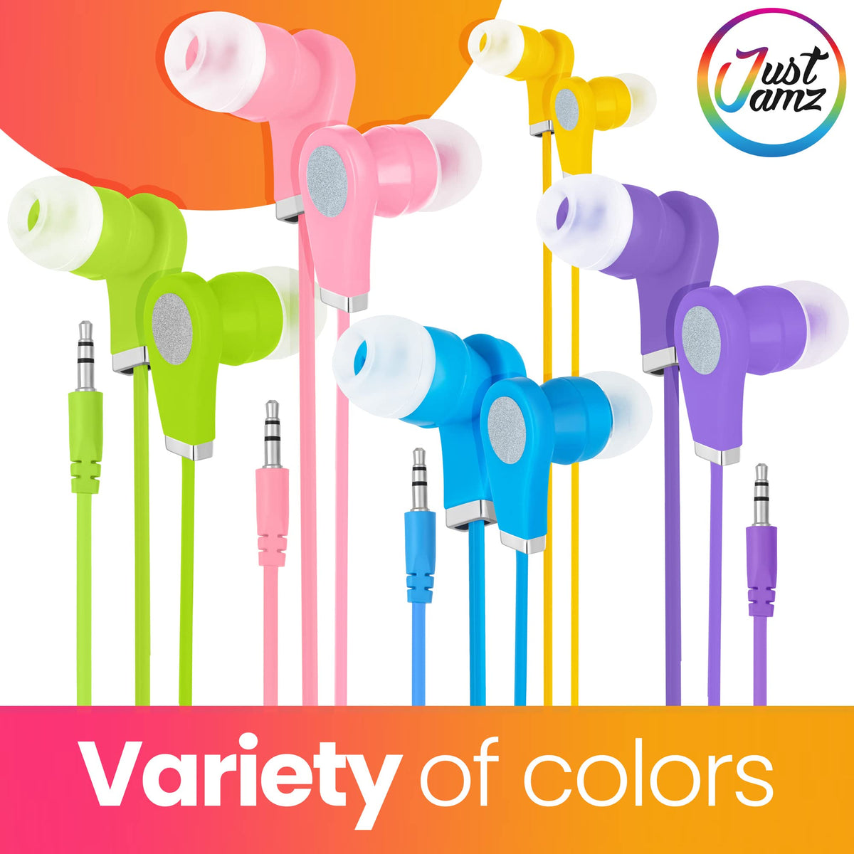 JustJamz no-mic 3-foot cable fits most devices for quick listening.