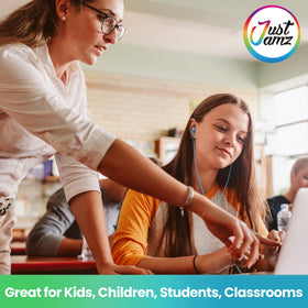 JustJamz kid-friendly earphones are perfect for students and events.