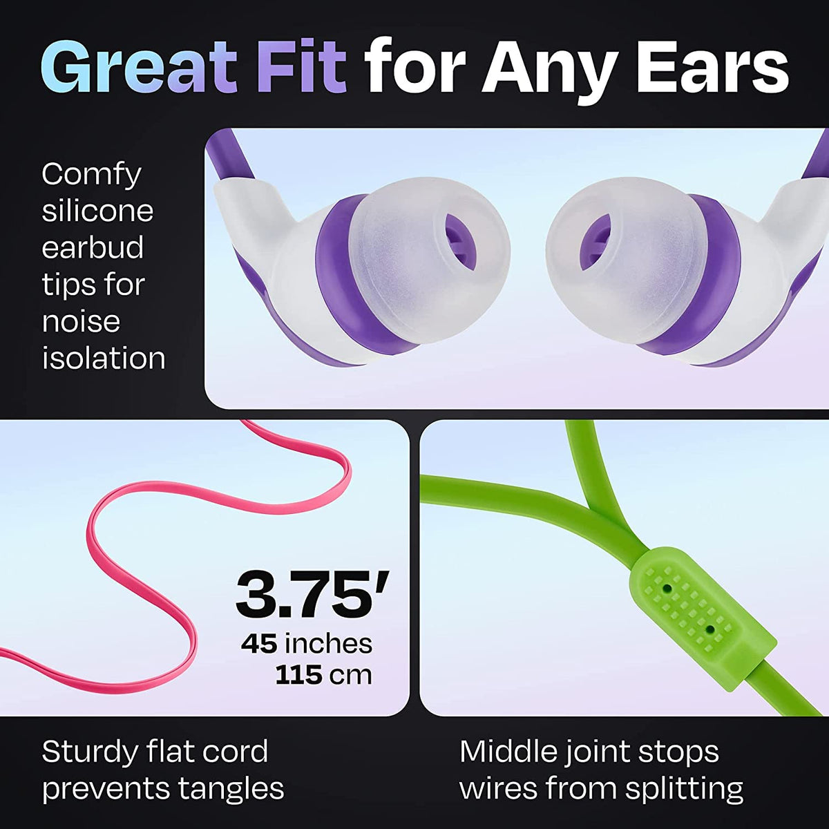 JustJamz lightweight design reduces ear fatigue over hours