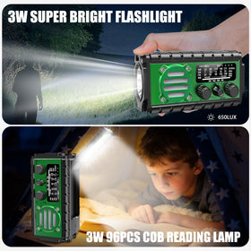 Juvihuxy 3W spotlight and 96LED reading lamp illuminating campsite tasks