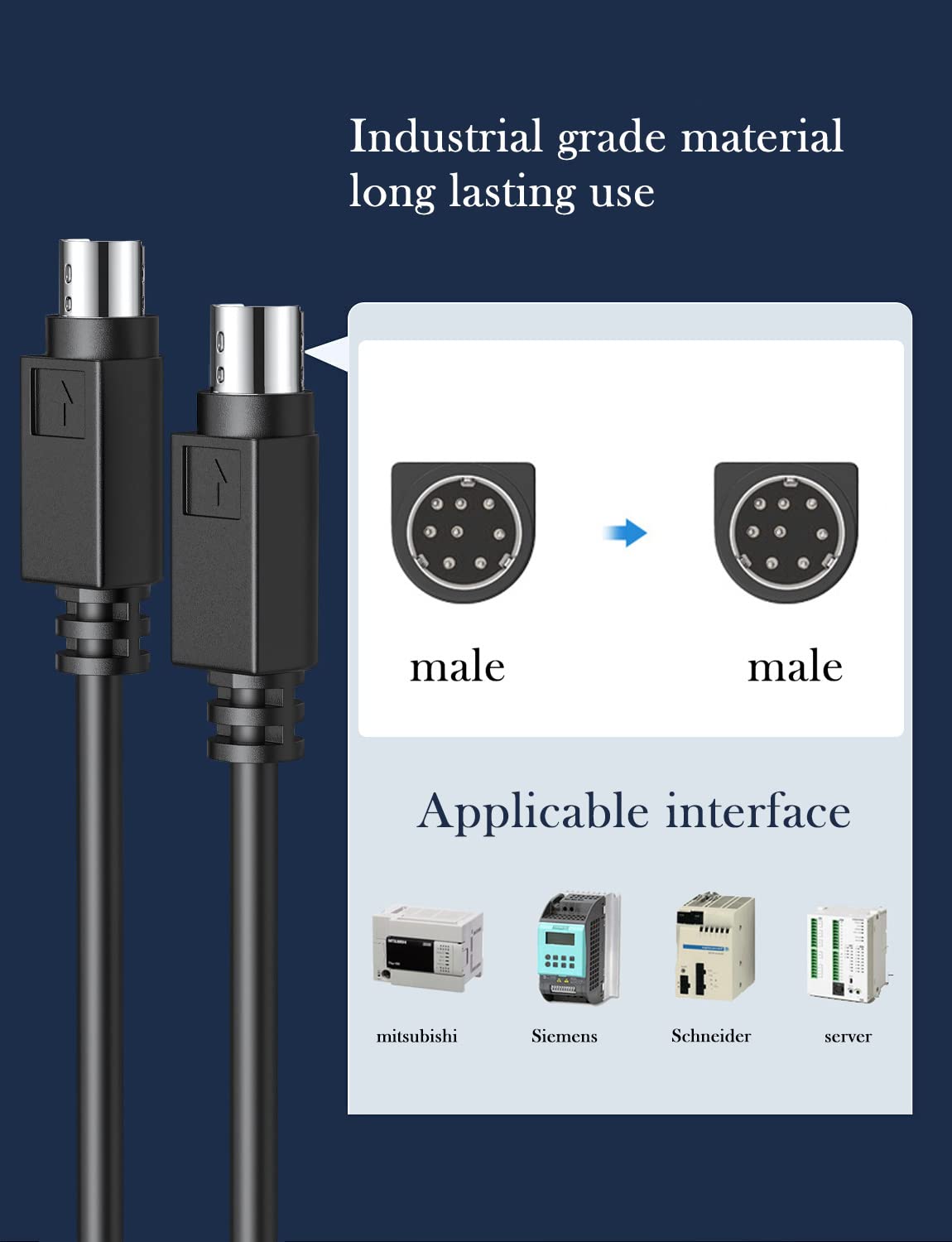 JUXINICE close-up of 8-pin male connector highlighting precision pins and secure fit