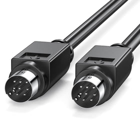 JUXINICE front view of Mini DIN 8-pin cable showing connectors and robust build benefit