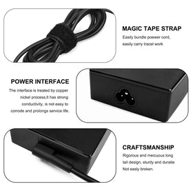 JUYOON 90W charger shown in a desk setup powering Asus ROG Strix and TUF monitors