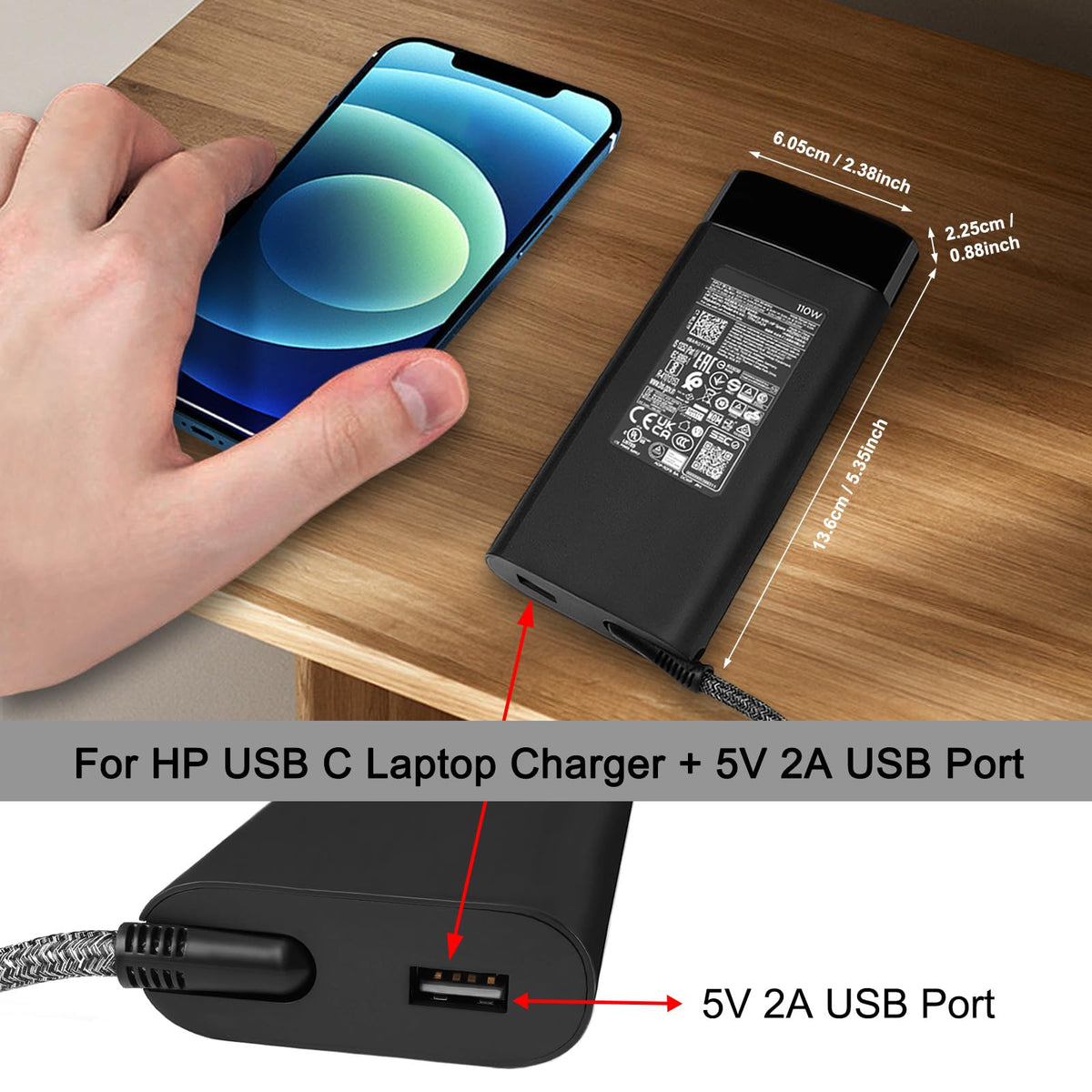 JUYOON charger plugged into HP ZBook in use, fast charging for mobile workstation benefit