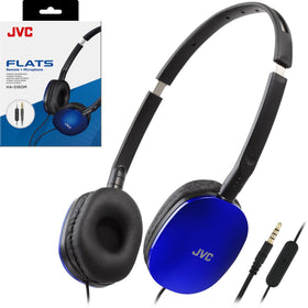 JVC Colorful Flats on-ear headphones folded for easy transport during travel.