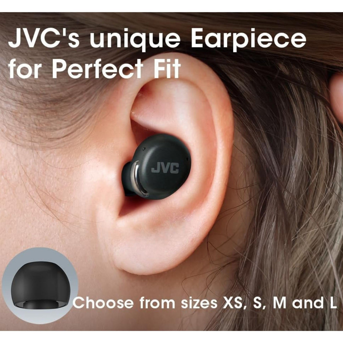 JVC earbuds charging via USB-C showing quick-charge convenience