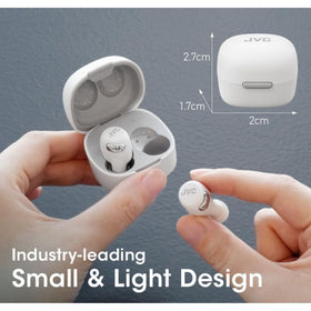 JVC earbuds close-up driver view illustrating precision audio detail