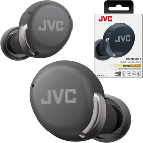 JVC compact earbuds front packaging showing features and benefits