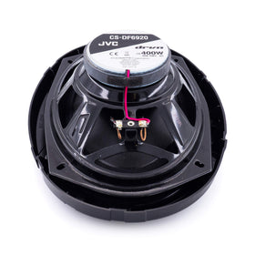 JVC speaker installed in car rear deck demonstrating easy OEM fitment