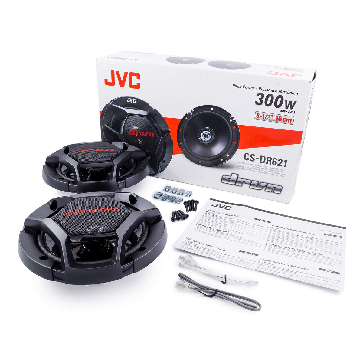 JVC CS-DR621 size comparison with measuring tape to show mounting depth